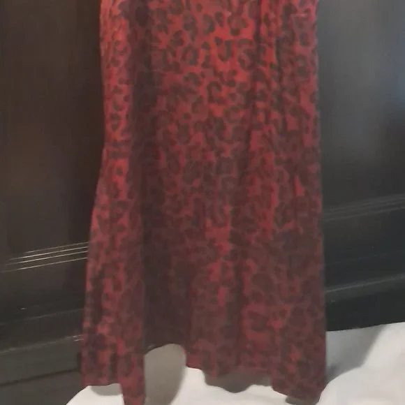 New Acrobat Maxi Silk slip dress Burgundy Red Brown Leopard Slit Spaghetti Strap - Picture 6 of 7